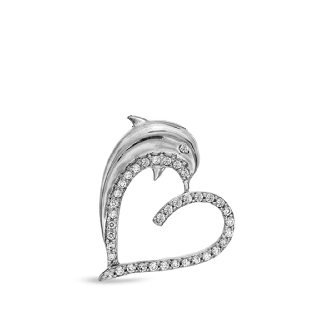 atjewels Heart Dolphin Pendant in 14k White Over 925 Sterling Silver Round White Zirconia For Women's MOTHER'S DAY SPECIAL OFFER - atjewels.in