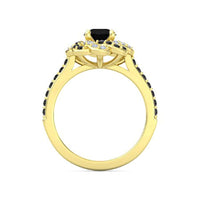 atjewels White & Black CZ Yellow Gold Plated 925 Sterling Silver Disney Princess Engagement Ring MOTHER'S DAY SPECIAL OFFER - atjewels.in