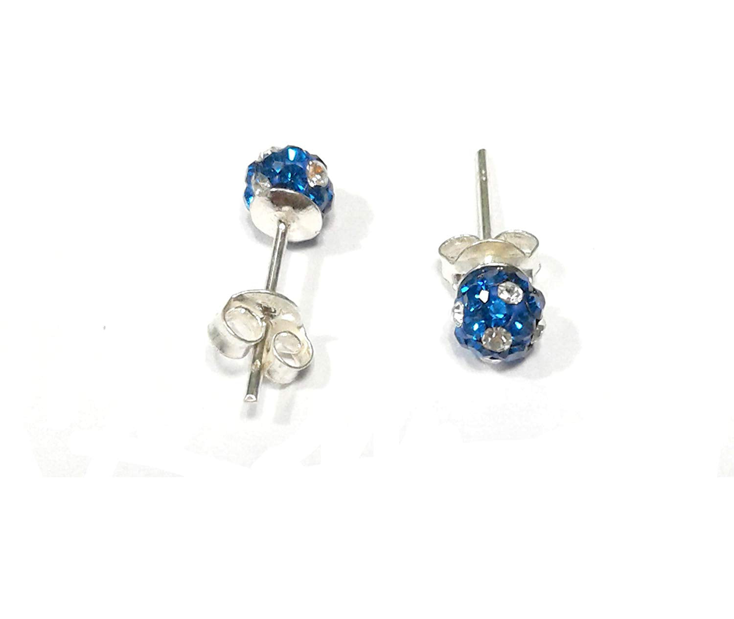 atjewels Round Cut Crystal Sterling Silver Pave Ball Stud Earrings, Crystal Fireball Disco Ball Earrings 1 Pair For Girl's and Women's Fancy Party Wear Earrings - atjewels.in