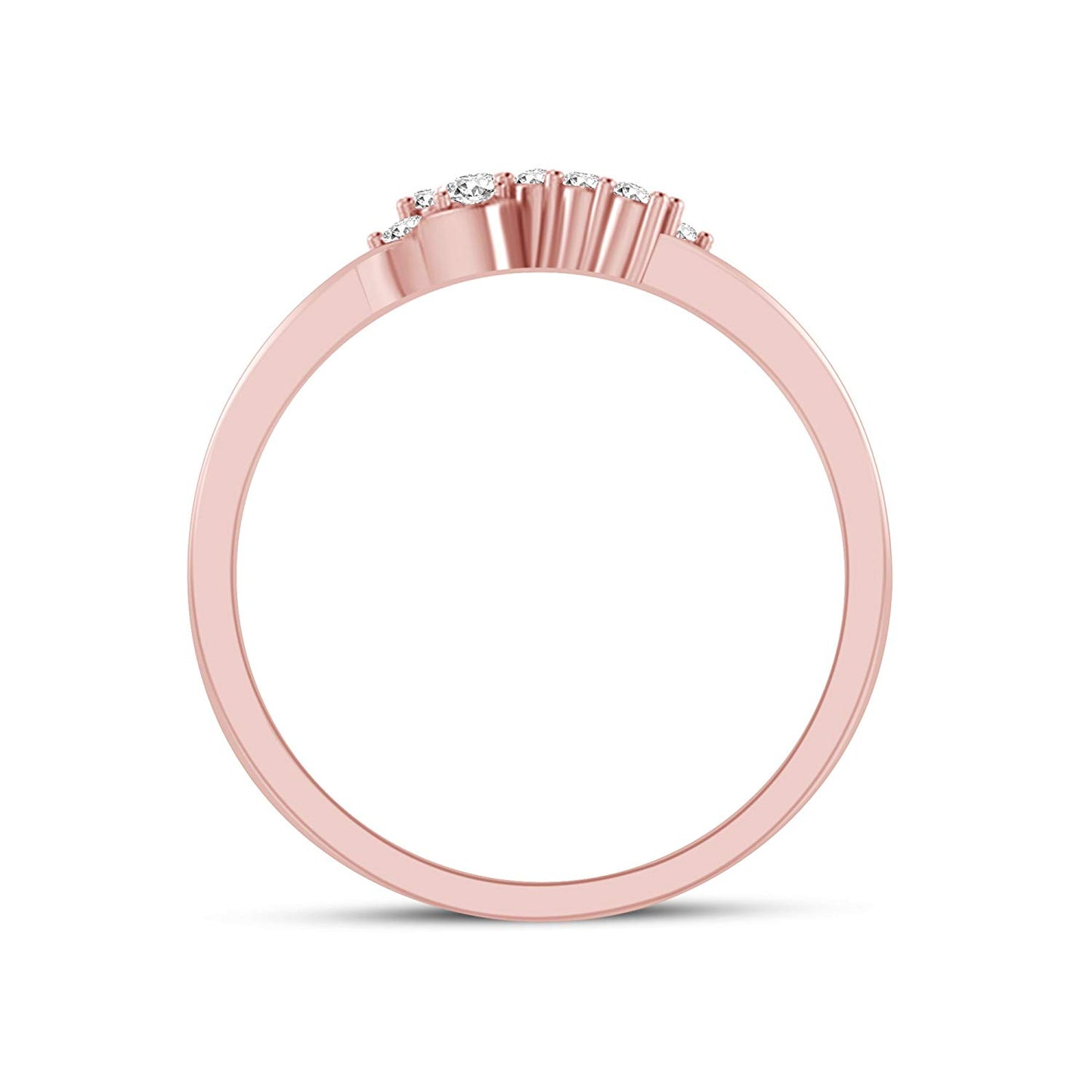 atjewels 14K Rose Gold on 925 Silver Round White CZ Fancy Ring MOTHER'S DAY SPECIAL OFFER - atjewels.in