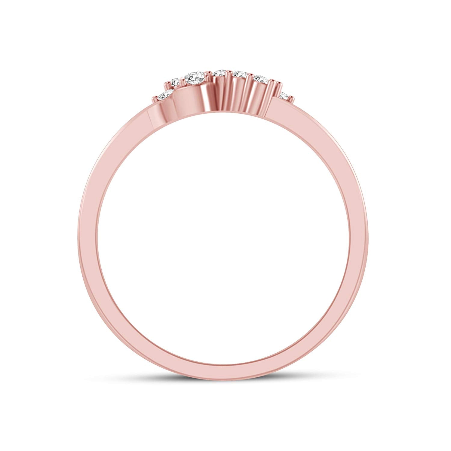 atjewels 14K Rose Gold on 925 Silver Round White CZ Fancy Ring MOTHER'S DAY SPECIAL OFFER - atjewels.in