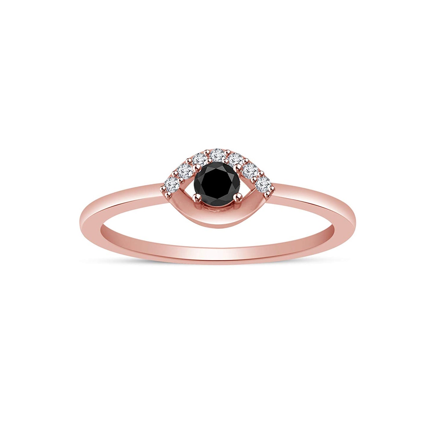 atjewels Round Black and White CZ Cocktail Ring in 14K Rose Gold Over 925 Silver Sterling MOTHER'S DAY SPECIAL OFFER - atjewels.in