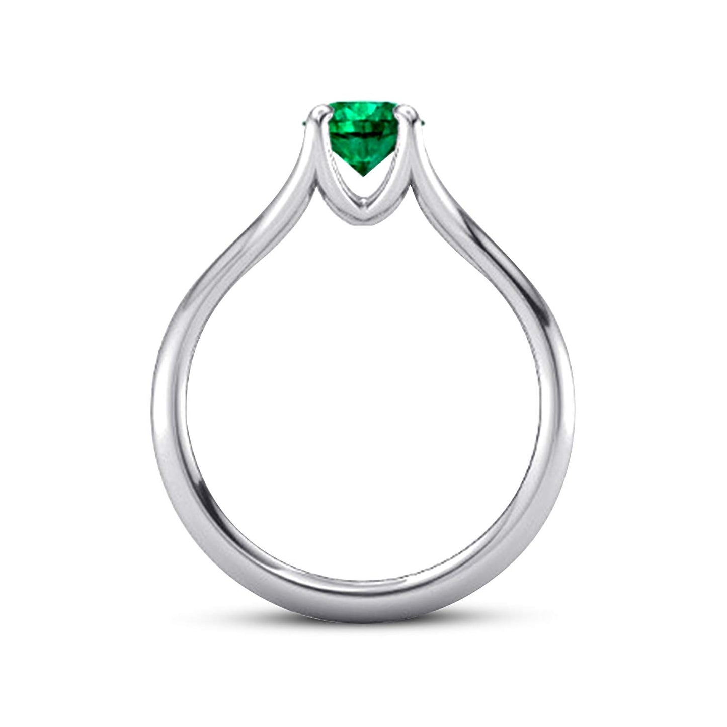 atjewels 14K White Gold Over 925 Sterling Round Green Emerald Engagement Band Ring Size 6.5 For Women's MOTHER'S DAY SPECIAL OFFER - atjewels.in