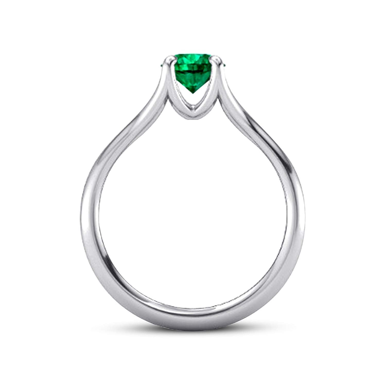 atjewels 14K White Gold Over 925 Sterling Round Green Emerald Engagement Band Ring Size 6.5 For Women's MOTHER'S DAY SPECIAL OFFER - atjewels.in