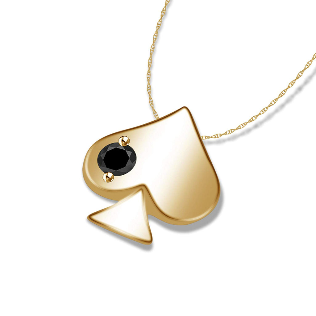 18k Yellow Gold Over 925 Sterling Silver Ace of Spades Black CZ Solitaire Pendant Without Chain From atjewels MOTHER'S DAY SPECIAL OFFER - atjewels.in