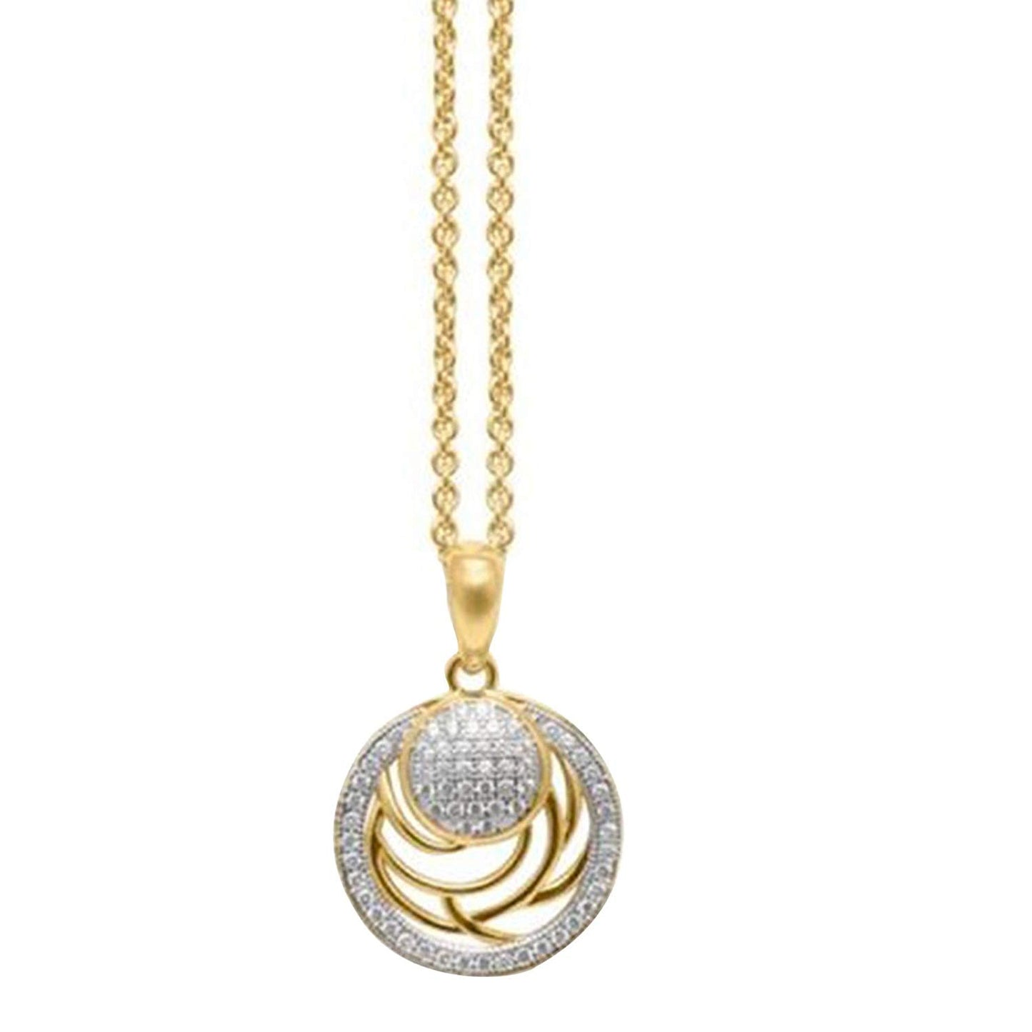 atjewels Round Cut White CZ 14k Yellow Gold Over .925 Sterling Silver Fashion Pendant & Earrings For Girl's & Women's - atjewels.in