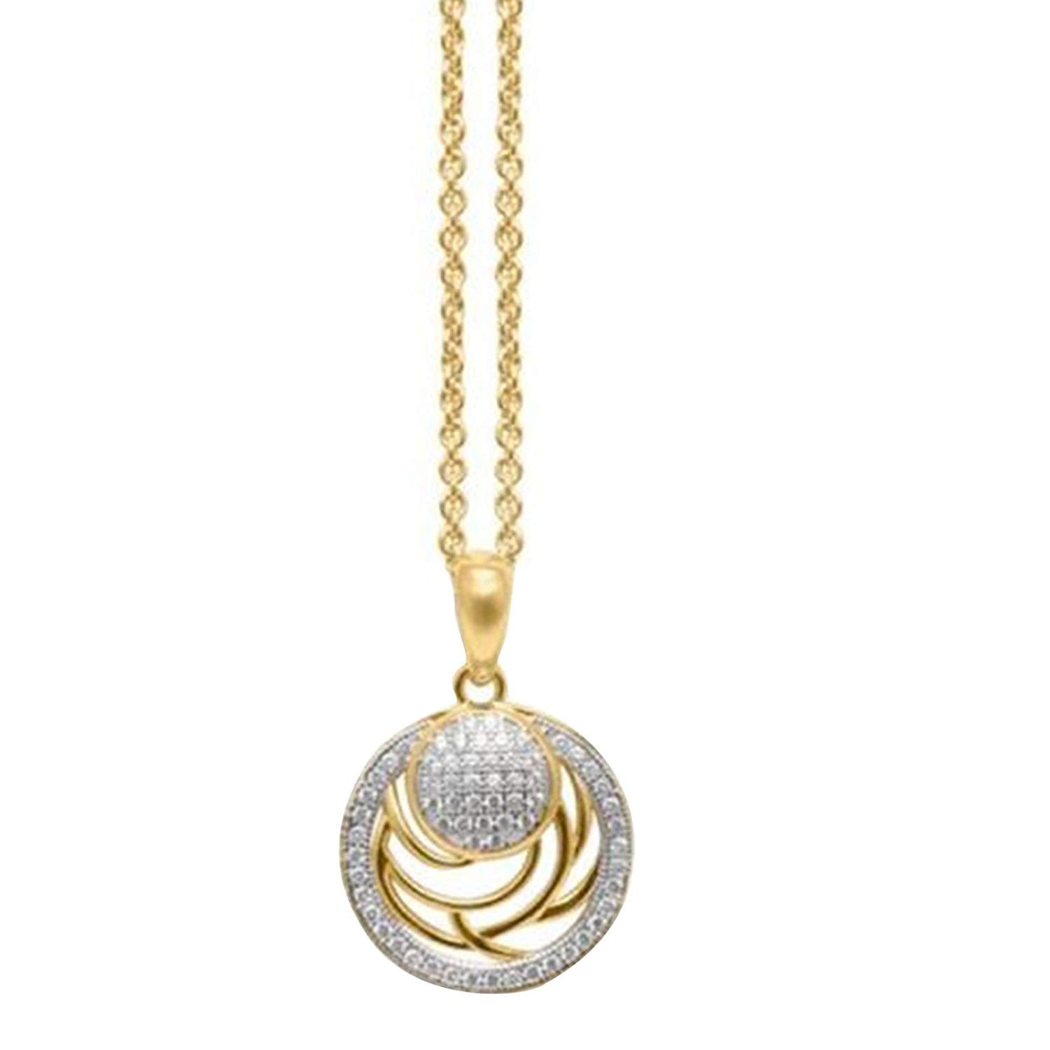 atjewels Round Cut White CZ 14k Yellow Gold Over .925 Sterling Silver Fashion Pendant & Earrings For Girl's & Women's - atjewels.in