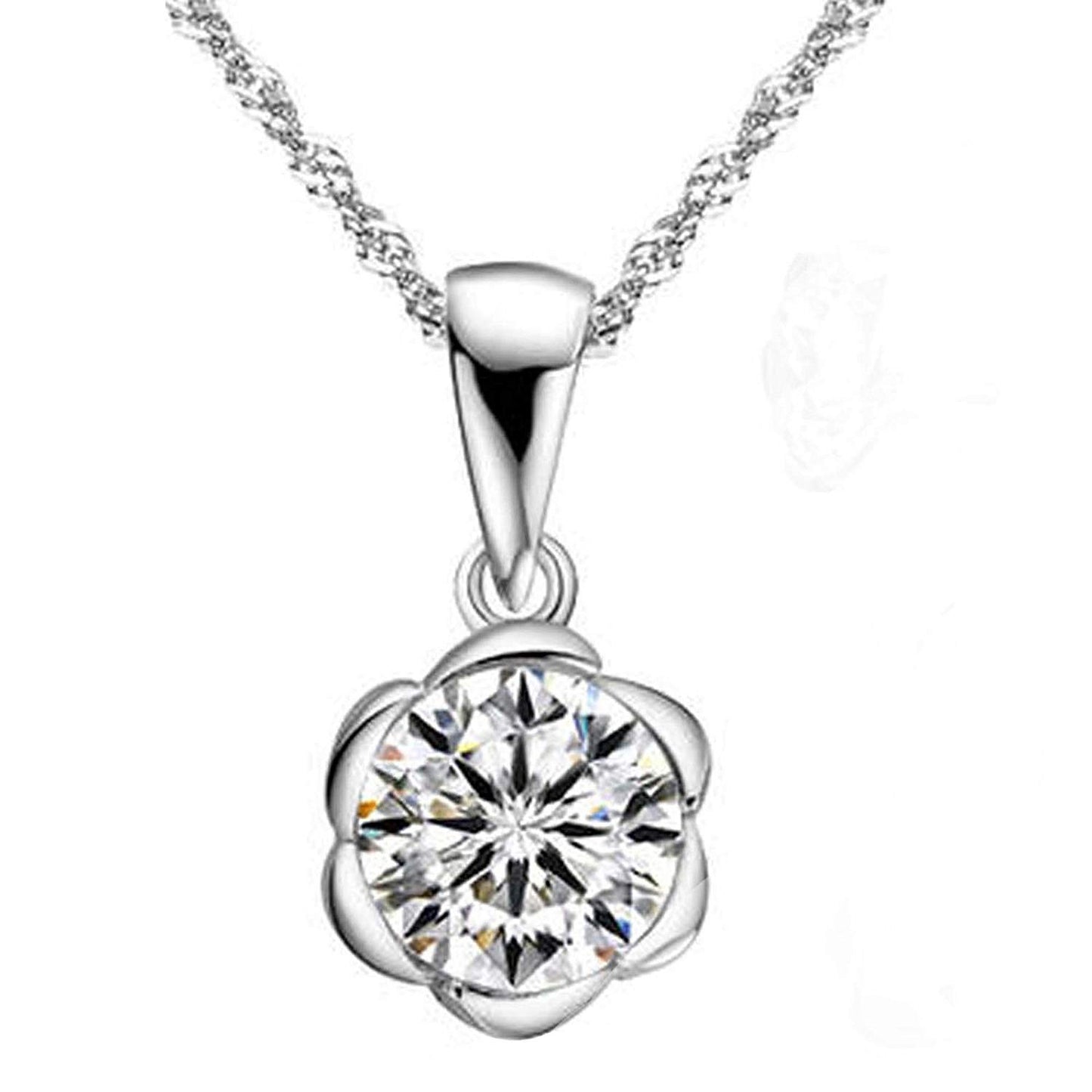 atjewels Round Cut White CZ .925 Sterling Silver Earrings, Ring & Pendant Jewelry Set For Women's/Girl's For Ganesh Chaturthi Special - atjewels.in