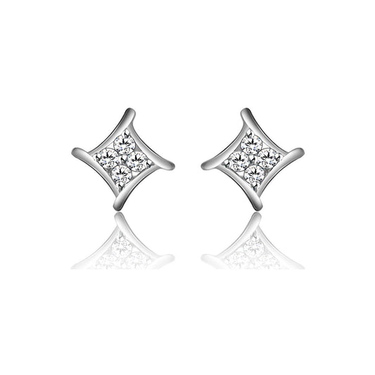 atjewels Stylish 14K White Gold Over Sterling Silver Round Cut White CZ Stud Earrings MOTHER'S DAY SPECIAL OFFER - atjewels.in