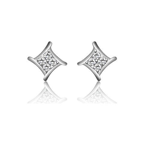 atjewels Stylish 14K White Gold Over Sterling Silver Round Cut White CZ Stud Earrings MOTHER'S DAY SPECIAL OFFER - atjewels.in