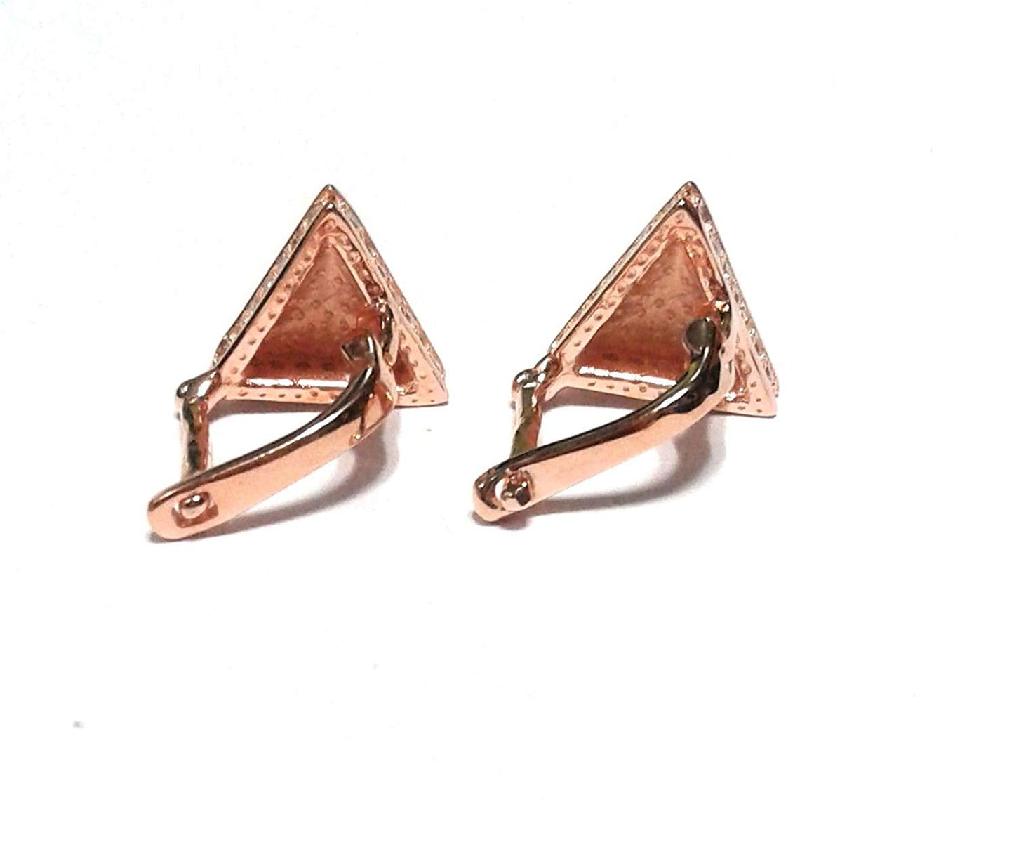 atjewels Round Cut White CZ 14k Rose Gold Over 925 Sterling Silver Triangle Hoop Earrings For Girl's and Women's For MOTHER'S DAY SPECIAL OFFER - atjewels.in