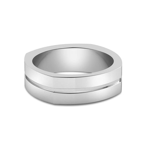 atjewels 14K White Gold Over 925 Sterling Silver Plain Anniversary Band Ring For Men's MOTHER'S DAY SPECIAL OFFER - atjewels.in