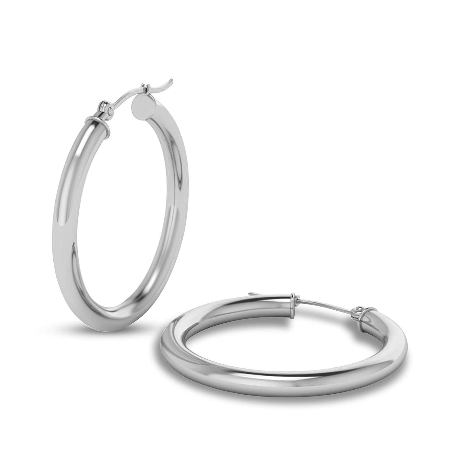 atjewels Hoop Earrings in 18k White Gold Plated on 925 Sterling Silver MOTHER'S DAY SPECIAL OFFER - atjewels.in