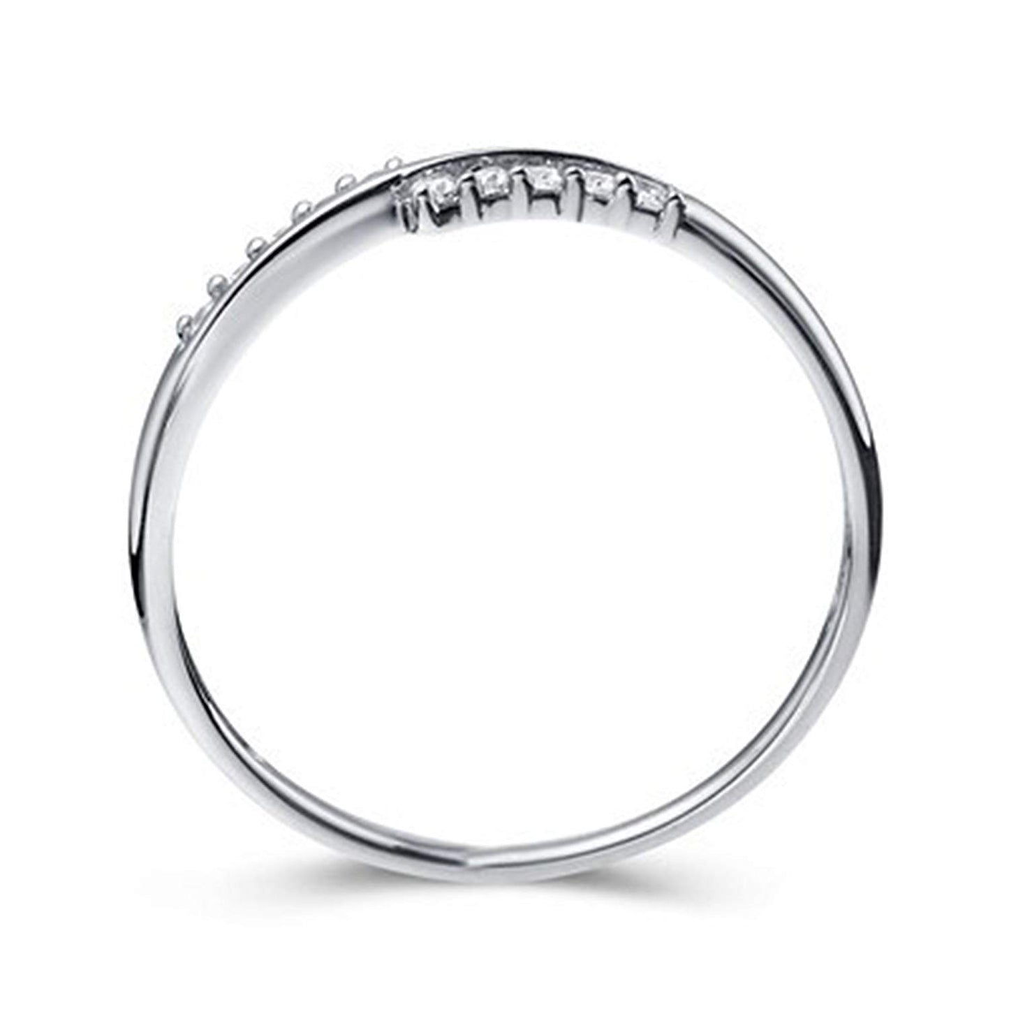 atjewels Bypass Ring with Round White Zirconia 14K White Gold Over 925 Sterling Silver MOTHER'S DAY SPECIAL OFFER - atjewels.in