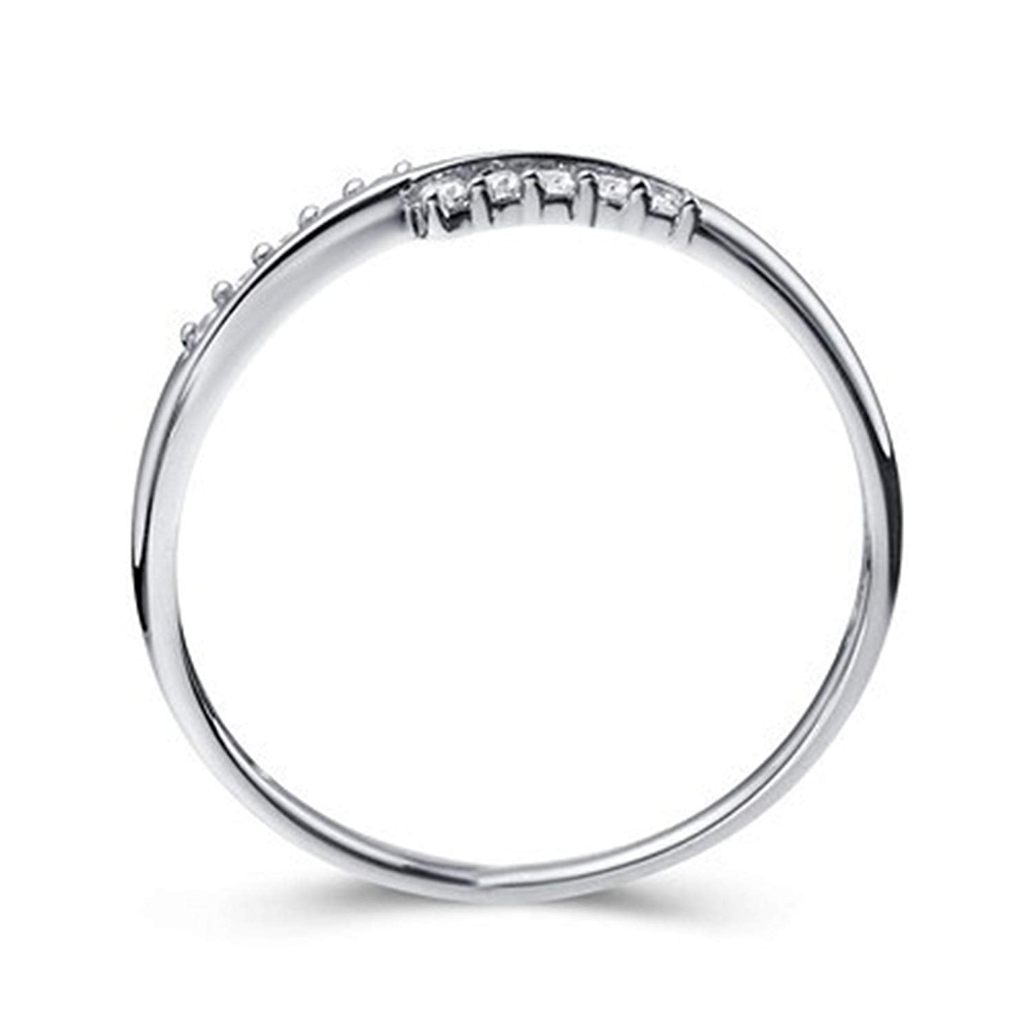 atjewels Bypass Ring with Round White Zirconia 14K White Gold Over 925 Sterling Silver MOTHER'S DAY SPECIAL OFFER - atjewels.in