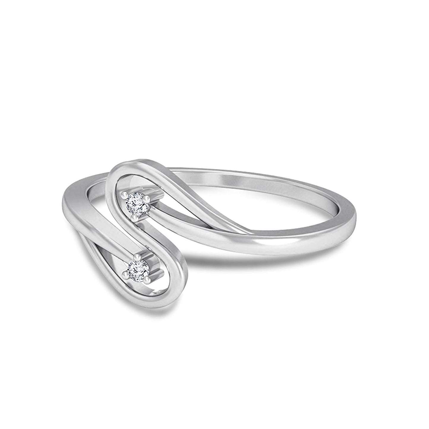 atjewels 925 Sterling Silver Round White Cubic Zirconia Bypass Ring MOTHER'S DAY SPECIAL OFFER - atjewels.in
