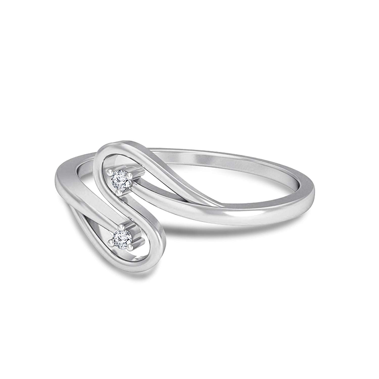 atjewels 925 Sterling Silver Round White Cubic Zirconia Bypass Ring MOTHER'S DAY SPECIAL OFFER - atjewels.in