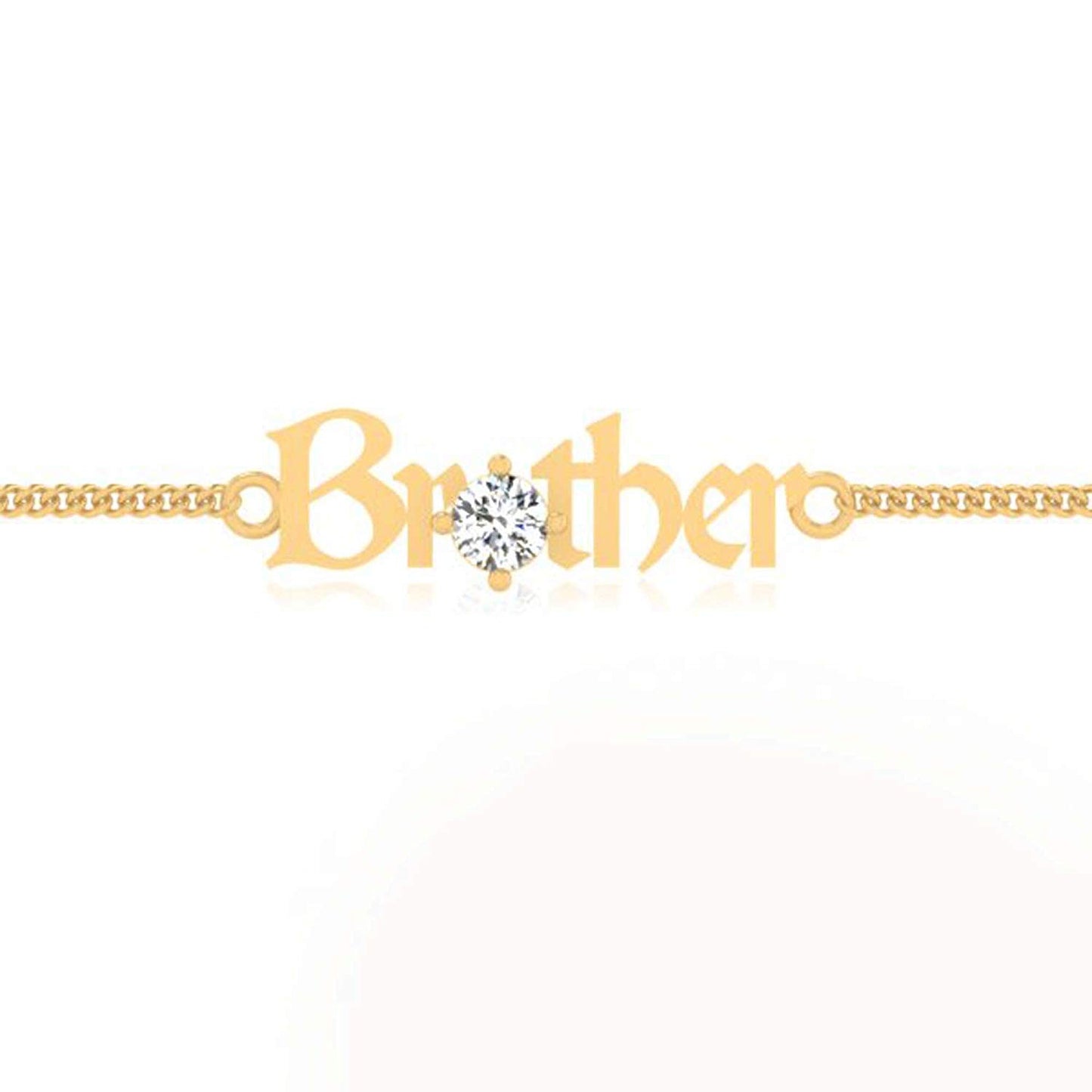 atjewels 14K Yellow Gold Over .925 Sterling Silver Round Cut White Cubic Zirconia BROTHER Rakhi MOTHER'S DAY SPECIAL OFFER - atjewels.in