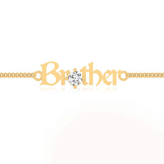 atjewels 14K Yellow Gold Over .925 Sterling Silver Round Cut White Cubic Zirconia BROTHER Rakhi MOTHER'S DAY SPECIAL OFFER - atjewels.in