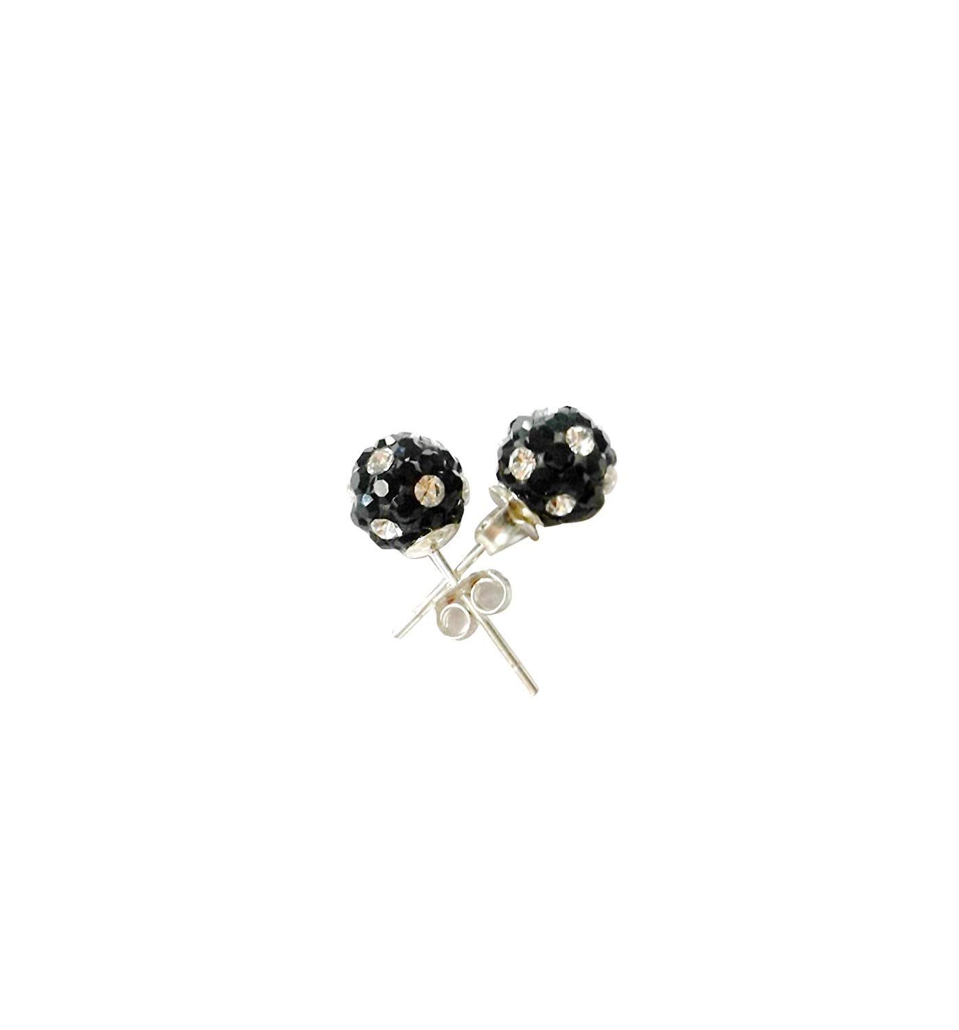 atjewels Round Cut Crystal Sterling Silver Pave Ball Stud Earrings, Crystal Fireball Disco Ball Earrings 1 Pair For Girl's and Women's Fancy Party Wear Earrings - atjewels.in