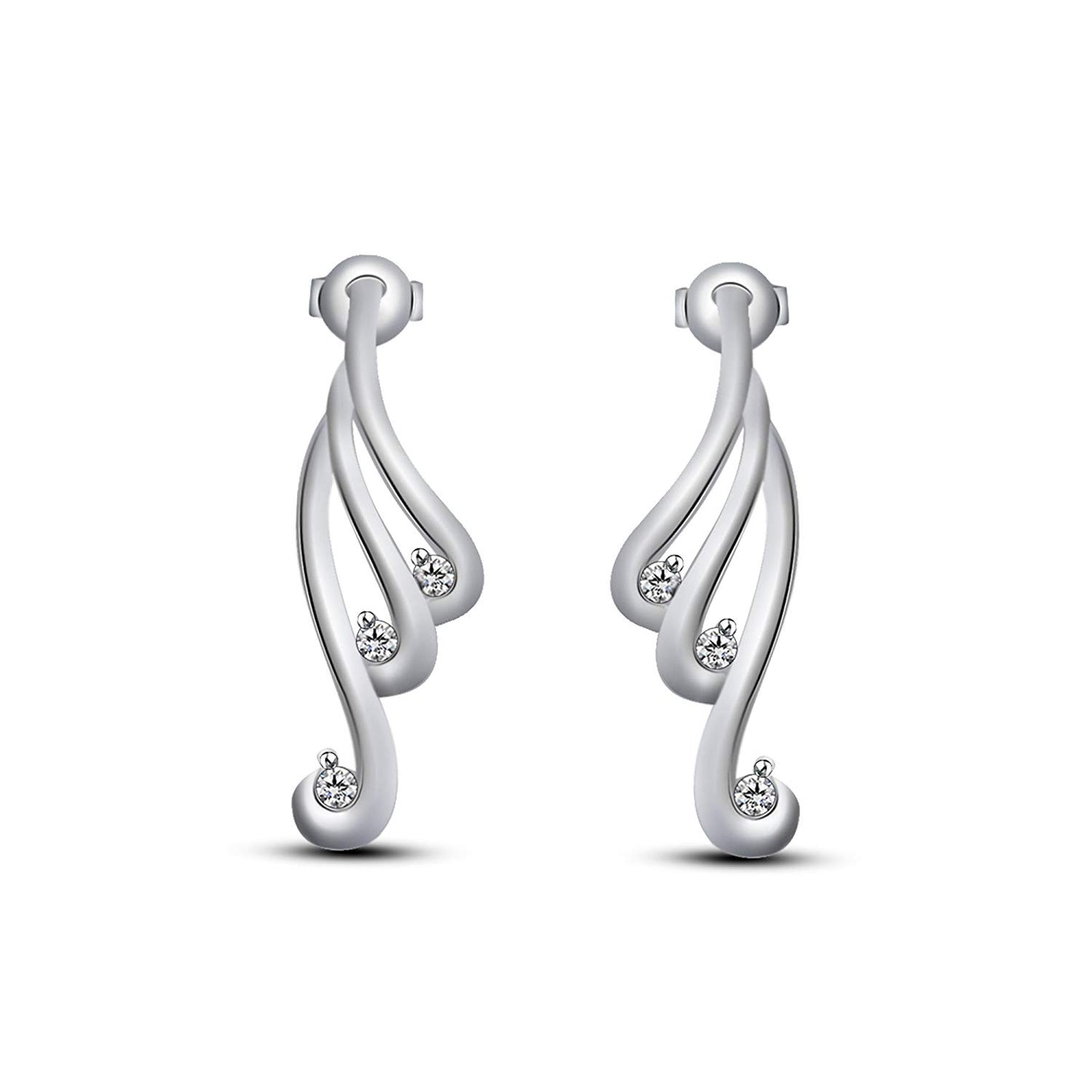 atjewels Round White Cubic Zirconia in 14k White Gold Over .925 Silver Fashionable Stud Earrings MOTHER'S DAY SPECIAL OFFER - atjewels.in