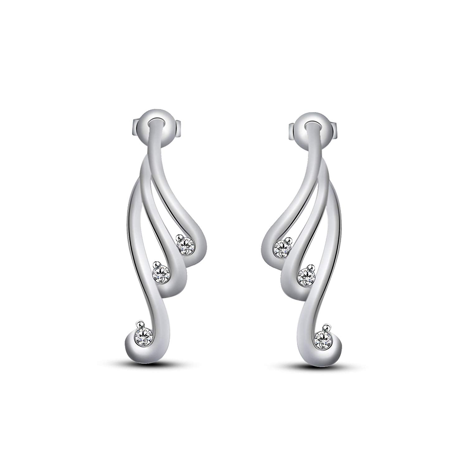 atjewels Round White Cubic Zirconia in 14k White Gold Over .925 Silver Fashionable Stud Earrings MOTHER'S DAY SPECIAL OFFER - atjewels.in