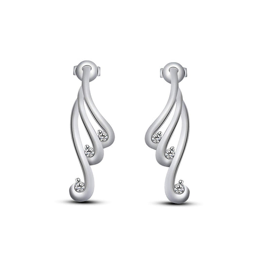 atjewels Round White Cubic Zirconia in 14k White Gold Over .925 Silver Fashionable Stud Earrings MOTHER'S DAY SPECIAL OFFER - atjewels.in