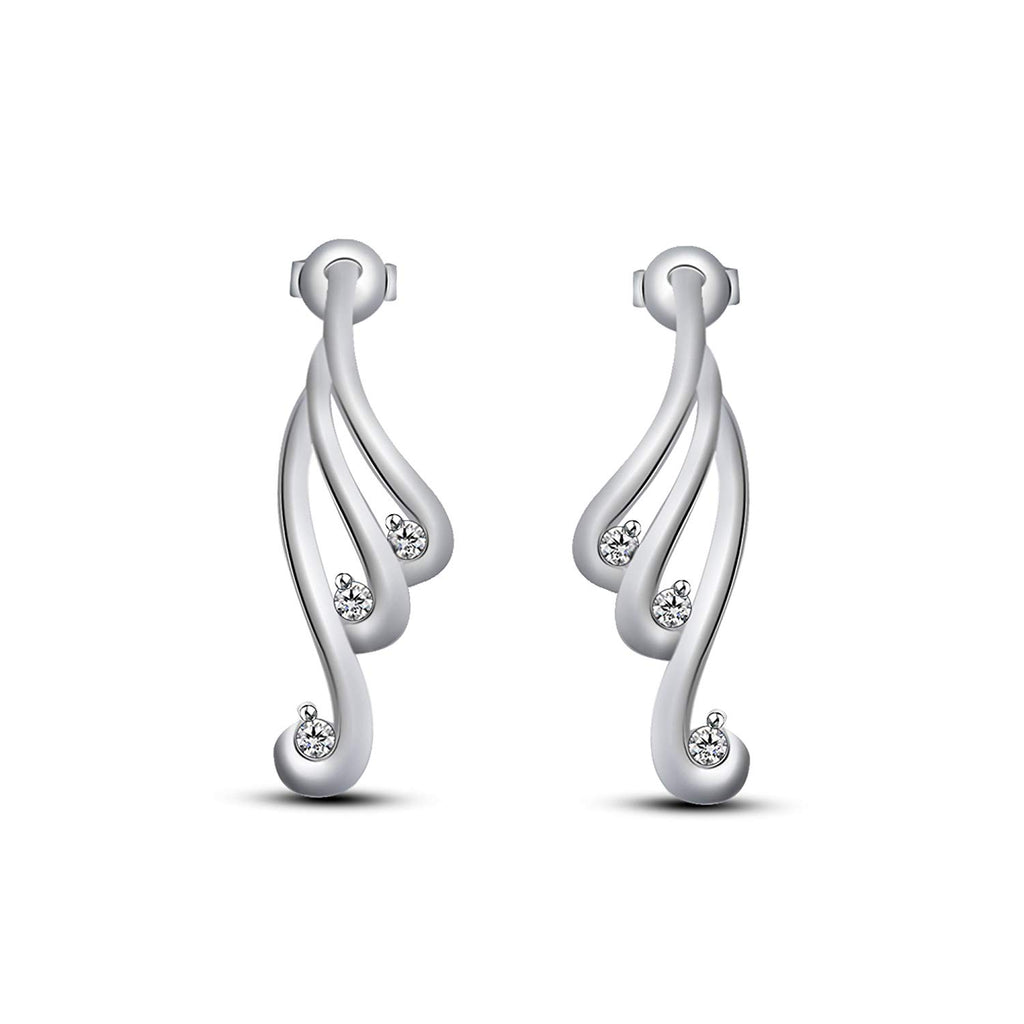 atjewels Round White Cubic Zirconia in 14k White Gold Over .925 Silver Fashionable Stud Earrings MOTHER'S DAY SPECIAL OFFER - atjewels.in