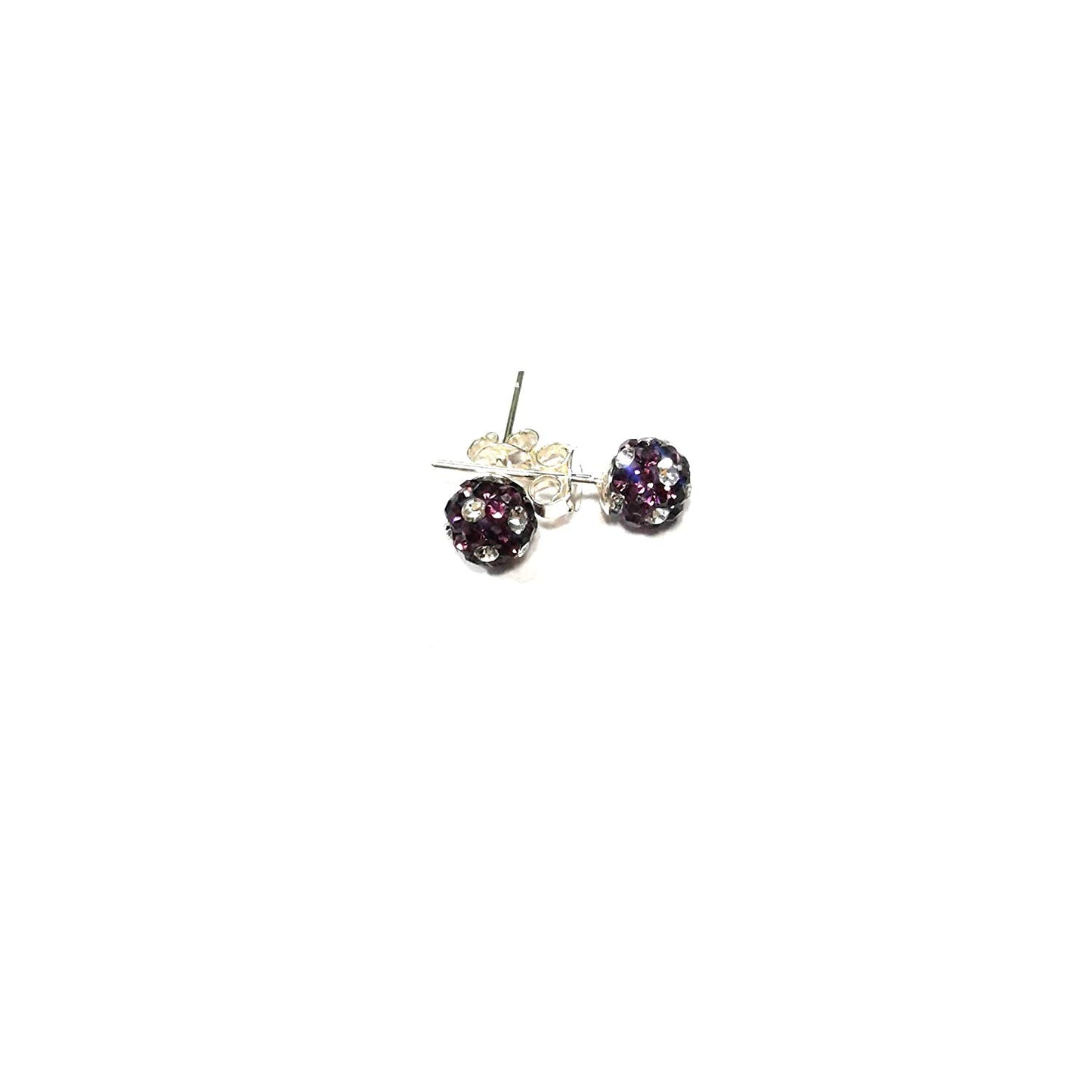 atjewels Round Cut Crystal Sterling Silver Pave Ball Stud Earrings, Crystal Fireball Disco Ball Earrings 1 Pair For Girl's and Women's Fancy Party Wear Earrings - atjewels.in