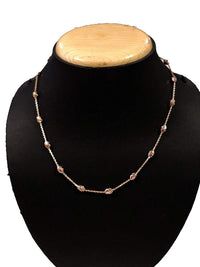 ATJewels 14k Solid Rose Gold Over 925 Silver Rolo Chain 20" Station Necklace for Unisex - atjewels.in