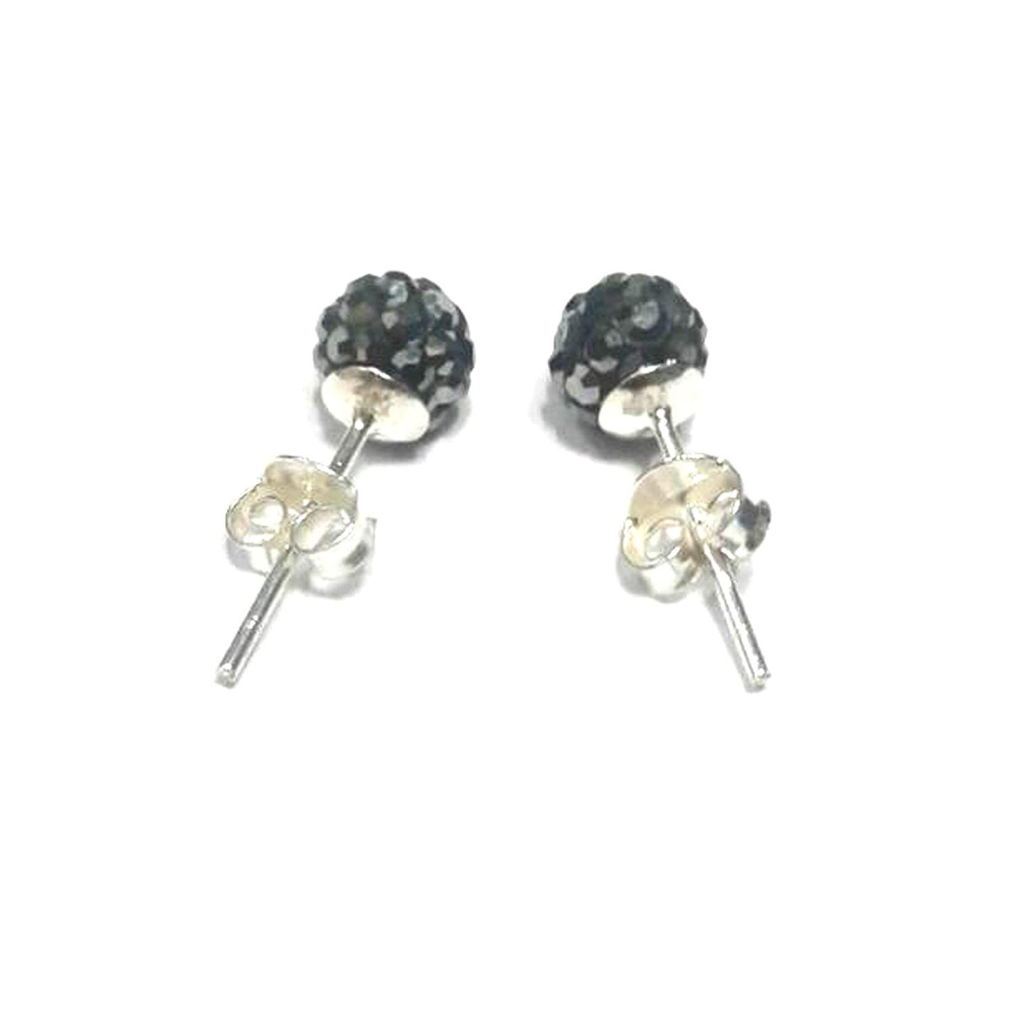 atjewels Round Cut Crystal Sterling Silver Pave Ball Stud Earrings, Crystal Fireball Disco Ball Earrings 1 Pair For Girl's and Women's Fancy Party Wear Earrings - atjewels.in