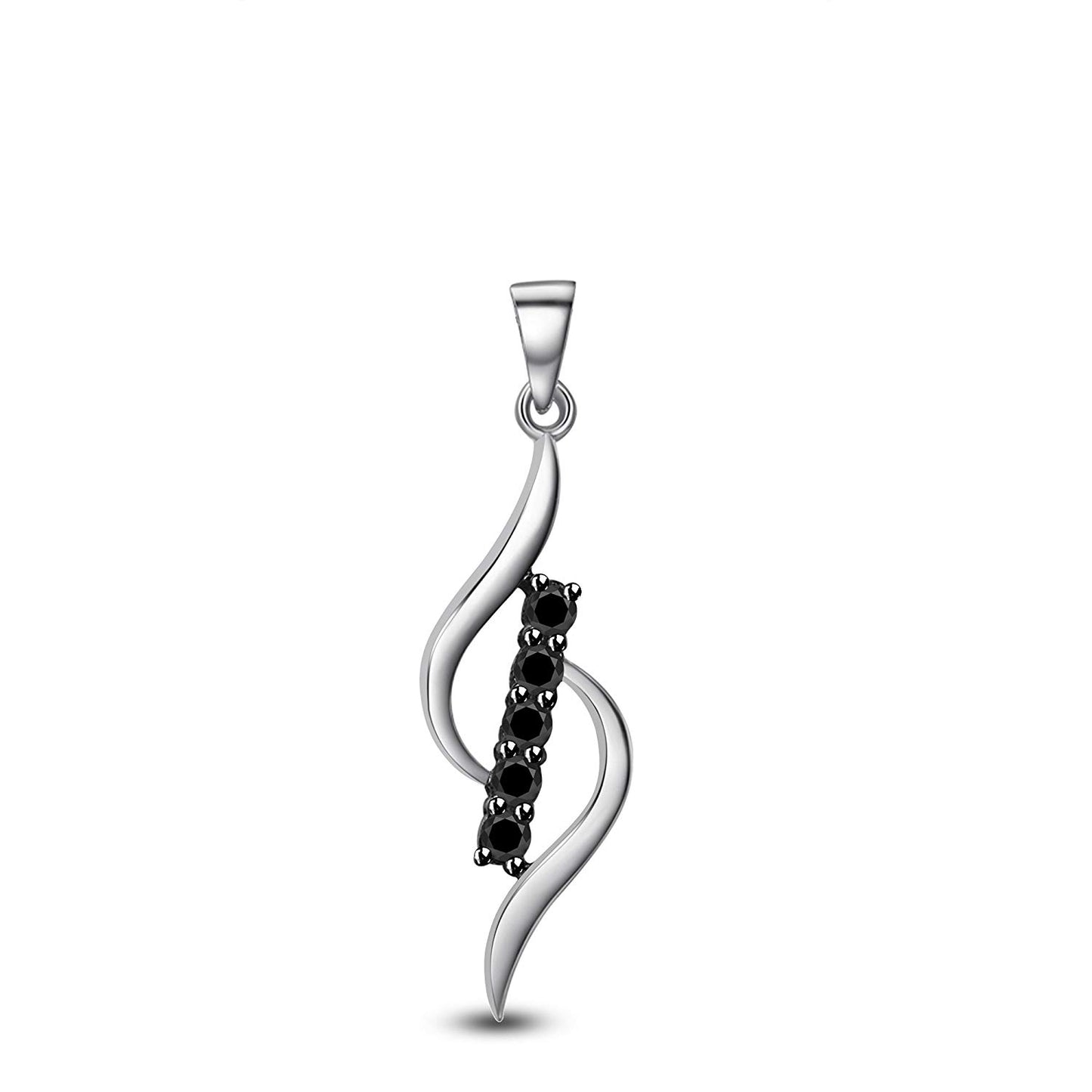 atjewels 18K White Gold Over 925 Sterling Black Cubic Zirconia Fashion Pendant MOTHER'S DAY SPECIAL OFFER - atjewels.in