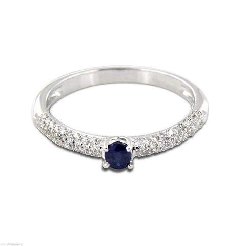 atjewels 925 Sterling Silver With Round Blue Sapphire and White CZ Solitaire W/Accent Anniversary Ring Size US 6 MOTHER'S DAY SPECIAL OFFER - atjewels.in