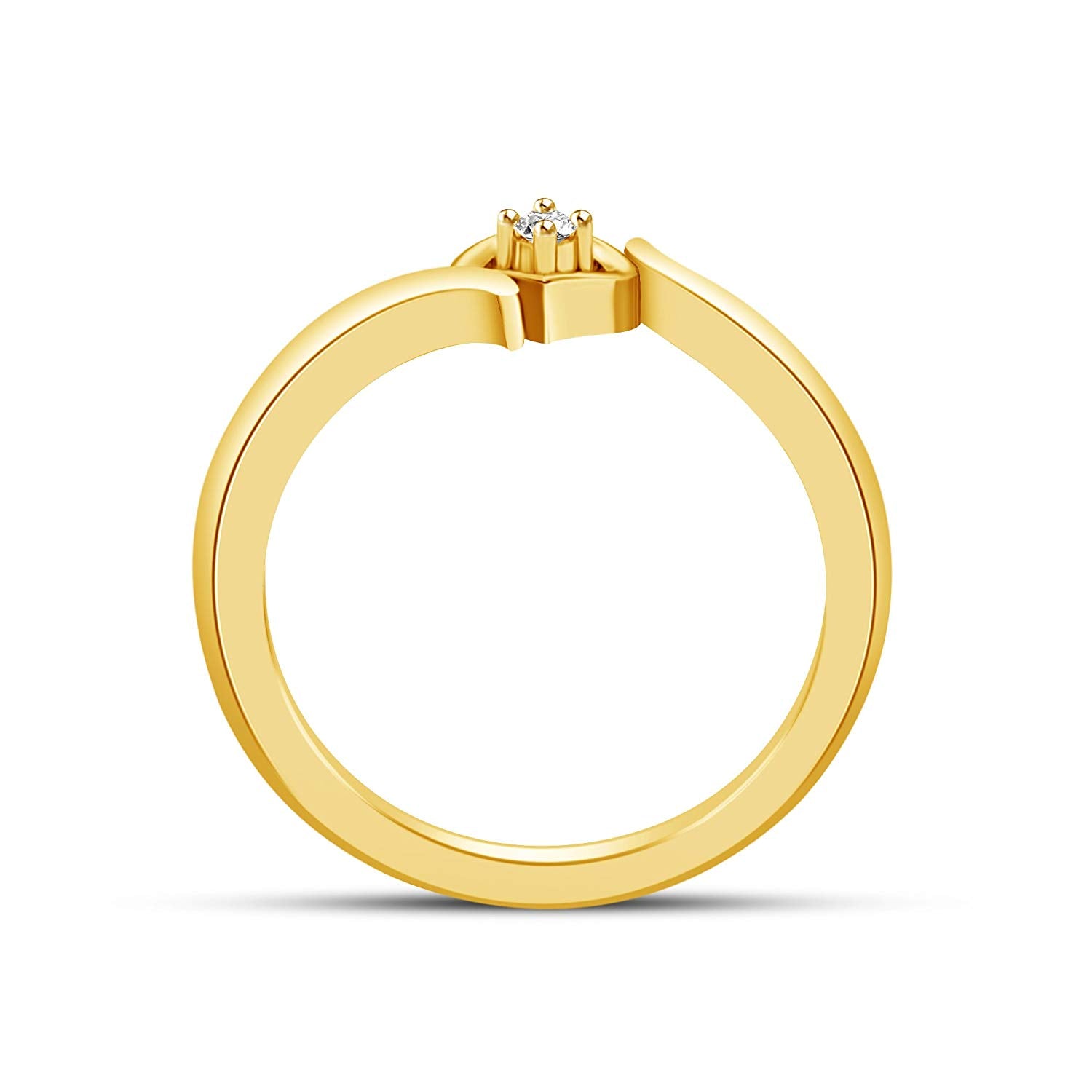 atjewels 14K Yellow Gold on 925 Silver Round White Cubic Zirconia Bypass Heart Ring MOTHER'S DAY SPECIAL OFFER - atjewels.in