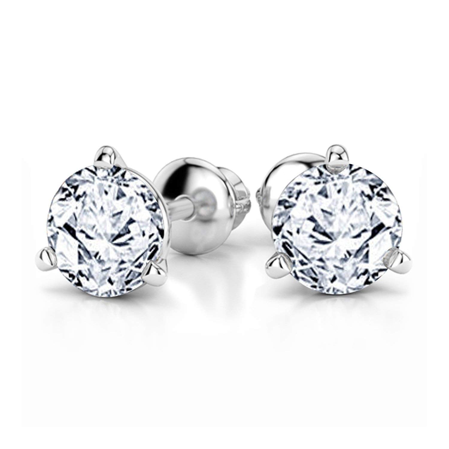 Brilliance Fine Jewelry 0.50 Carat T.W. Diamond Stud Earring in 14K White  Gold, (I-J, I2-I3) - Walmart.com