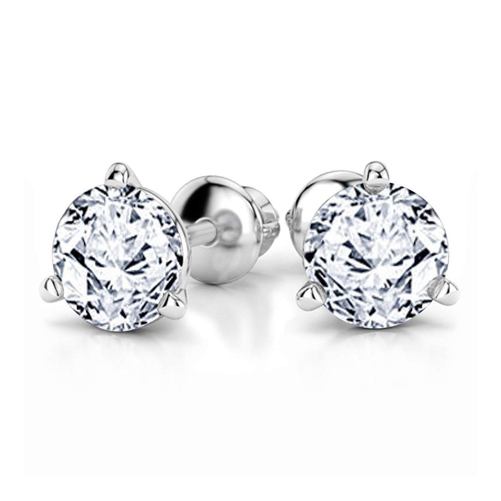 atjewels 925 Sterling Silver White Diamond Round Cut Stud Earrings MOTHER'S DAY SPECIAL OFFER