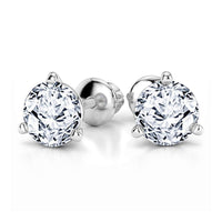 atjewels 18k White Gold Plated On .925 Sterling Silver White Diamond Round Cut Stud Earrings MOTHER'S DAY SPECIAL OFFER - atjewels.in