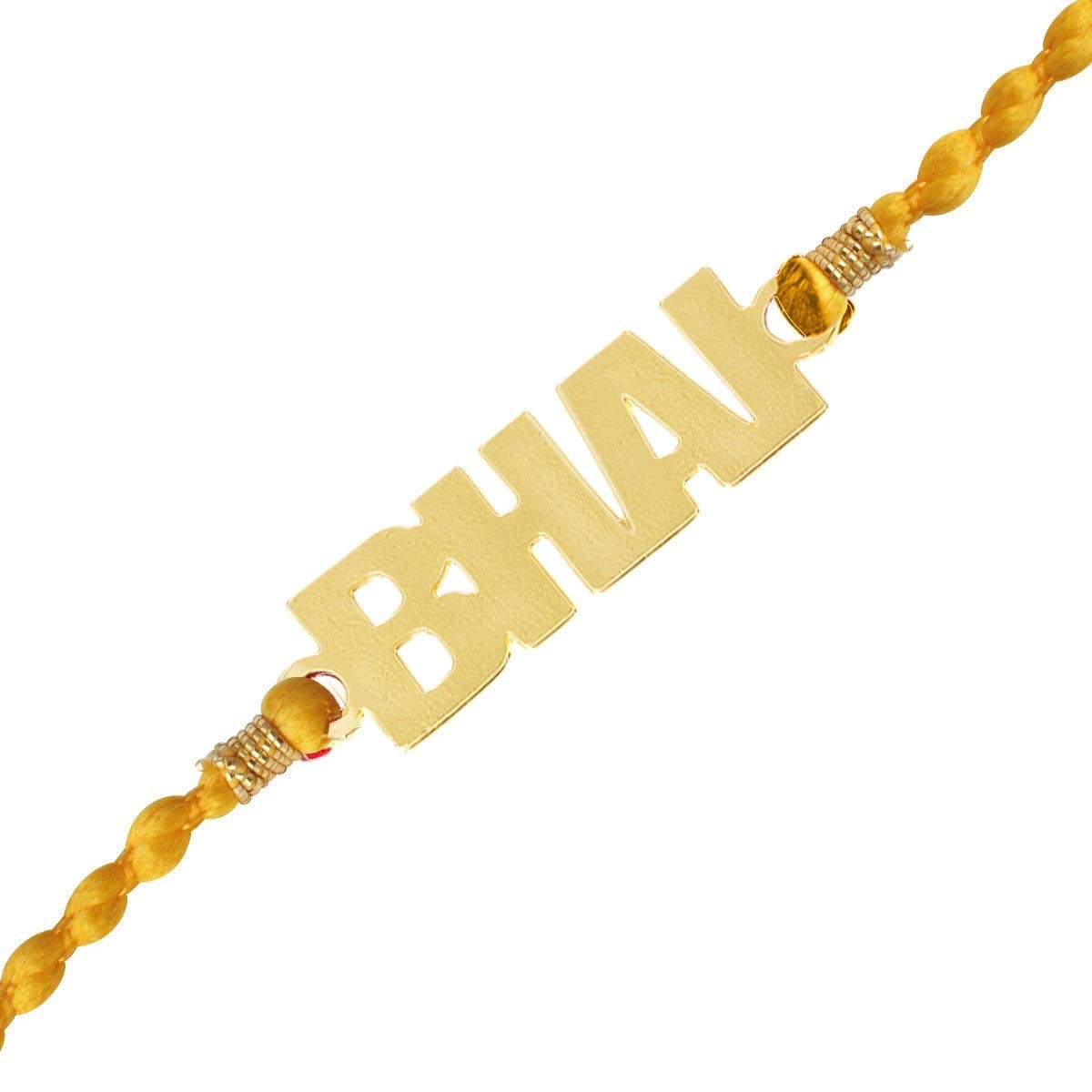 atjewels 14K Yellow Gold Over .925 Sterling Silver BHAI Rakhi MOTHER'S DAY SPECIAL OFFER - atjewels.in