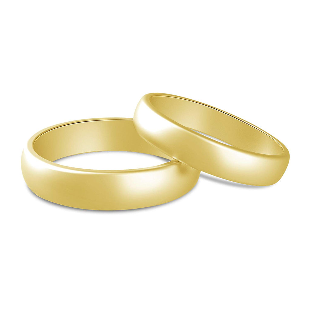 atjewels 18K Yellow Gold Over .925 Sterling Silver Bridal Set Plain Band Ring MOTHER'S DAY SPECIAL OFFER - atjewels.in