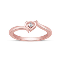 atjewels 14K Rose Gold Over 925 Sterling Round White Cubic Zirconia Bypass Heart Ring MOTHER'S DAY SPECIAL OFFER - atjewels.in