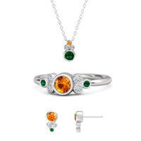 Independence Day SPL 925 Sterling Silver CZ Pendant Ring & Earrings Jewelry Set MOTHER'S DAY SPECIAL OFFER - atjewels.in