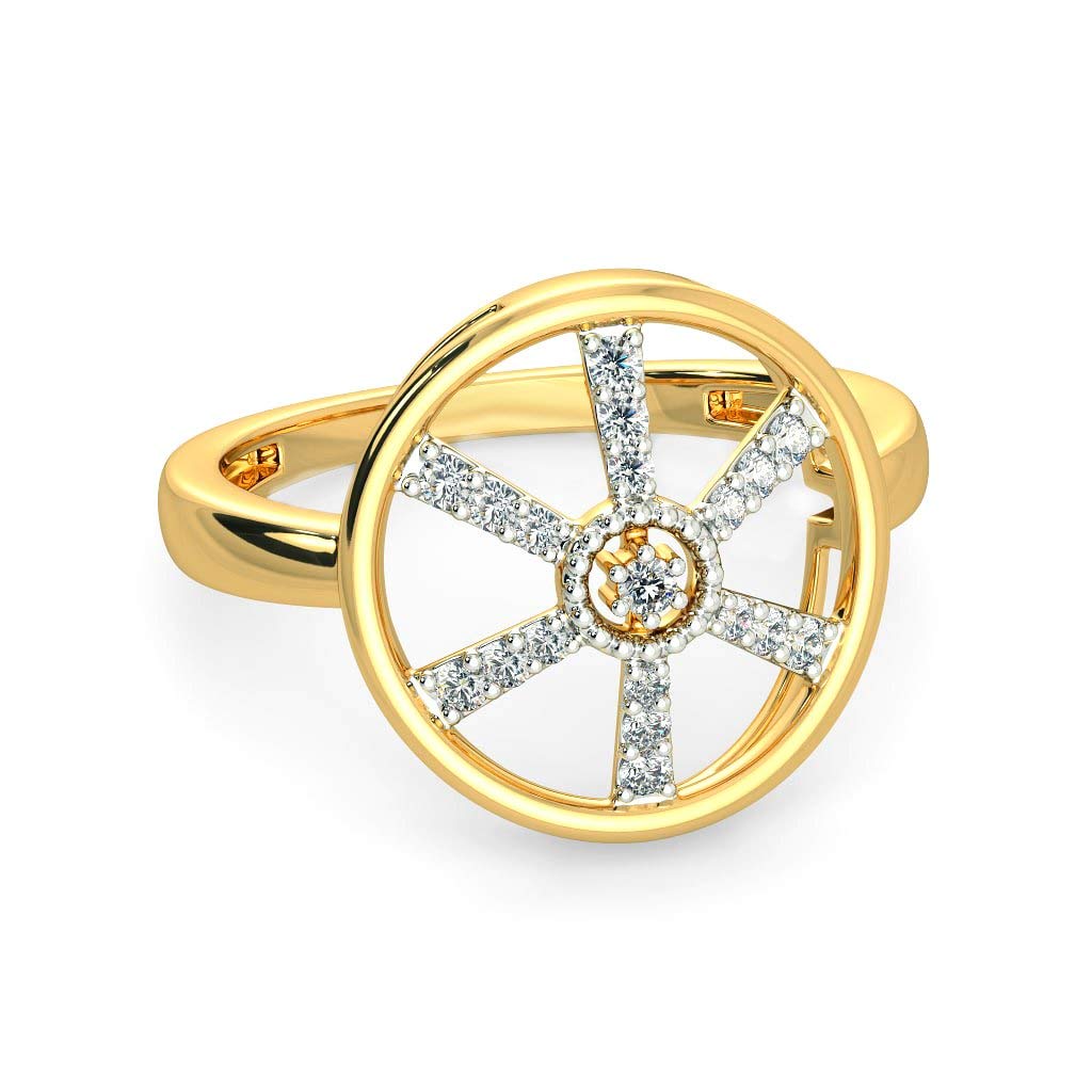 atjewels 14k Yellow Gold Over .925 Sterling Silver Round Cut White CZ Wheel Ring For Unisex MOTHER'S DAY SPECIAL OFFER - atjewels.in