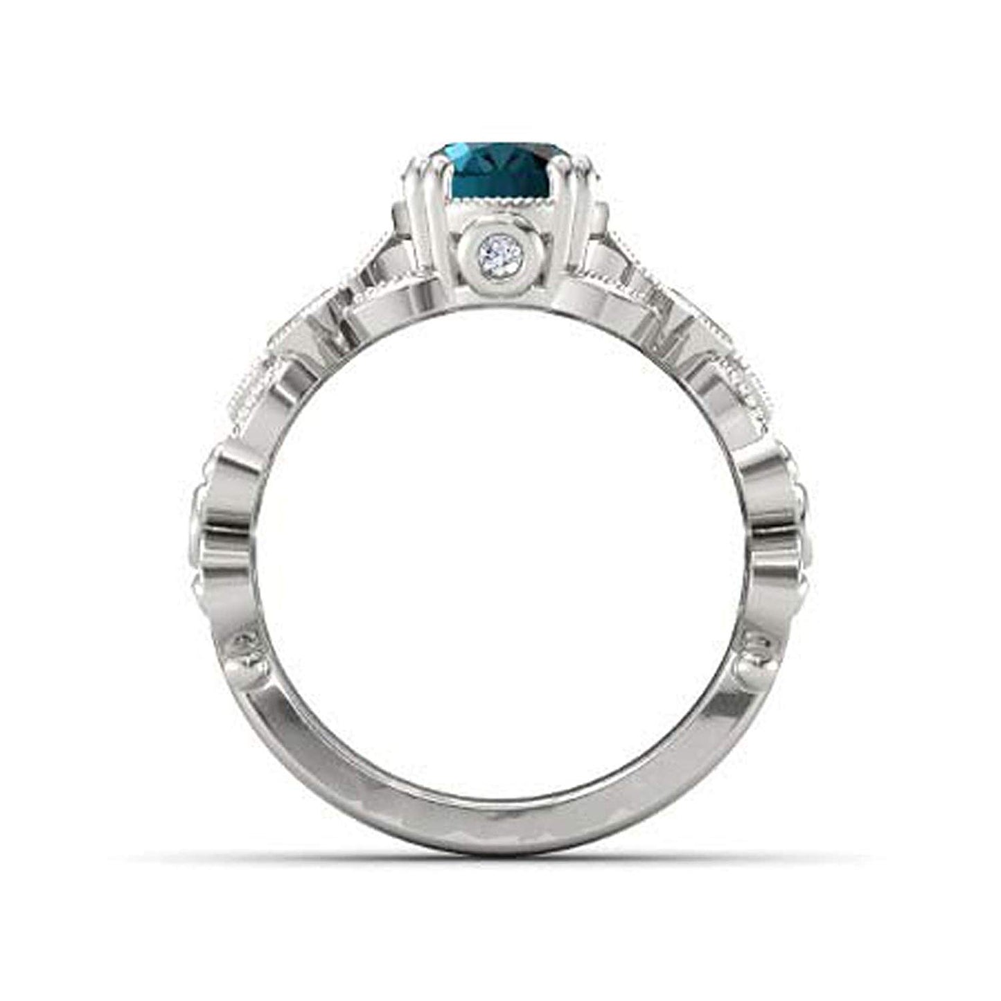 atjewels .925 Sterling Silver Oval Shape Blue Topaz Engagement/Wedding Ring Variation For Women's & Girl's - atjewels.in