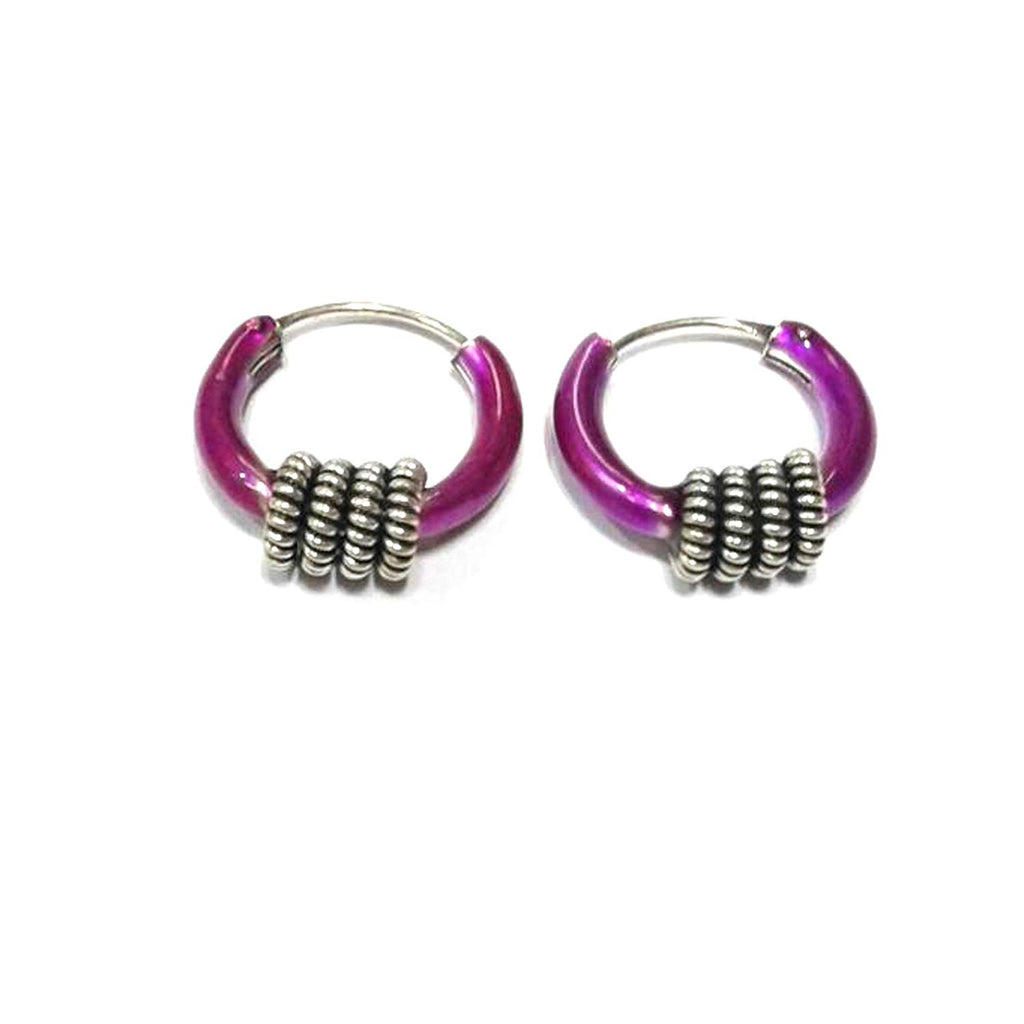 Purple color kundan meena earrings - Jaipur Mart - 4241020