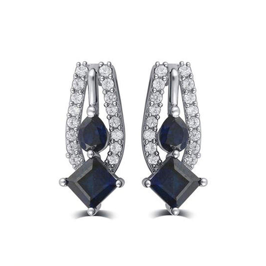 atjewels Blue Sapphire & White CZ .925 Sterling Earrings/Ring/Pendant Jewelry Set For Women's/Girl's - atjewels.in