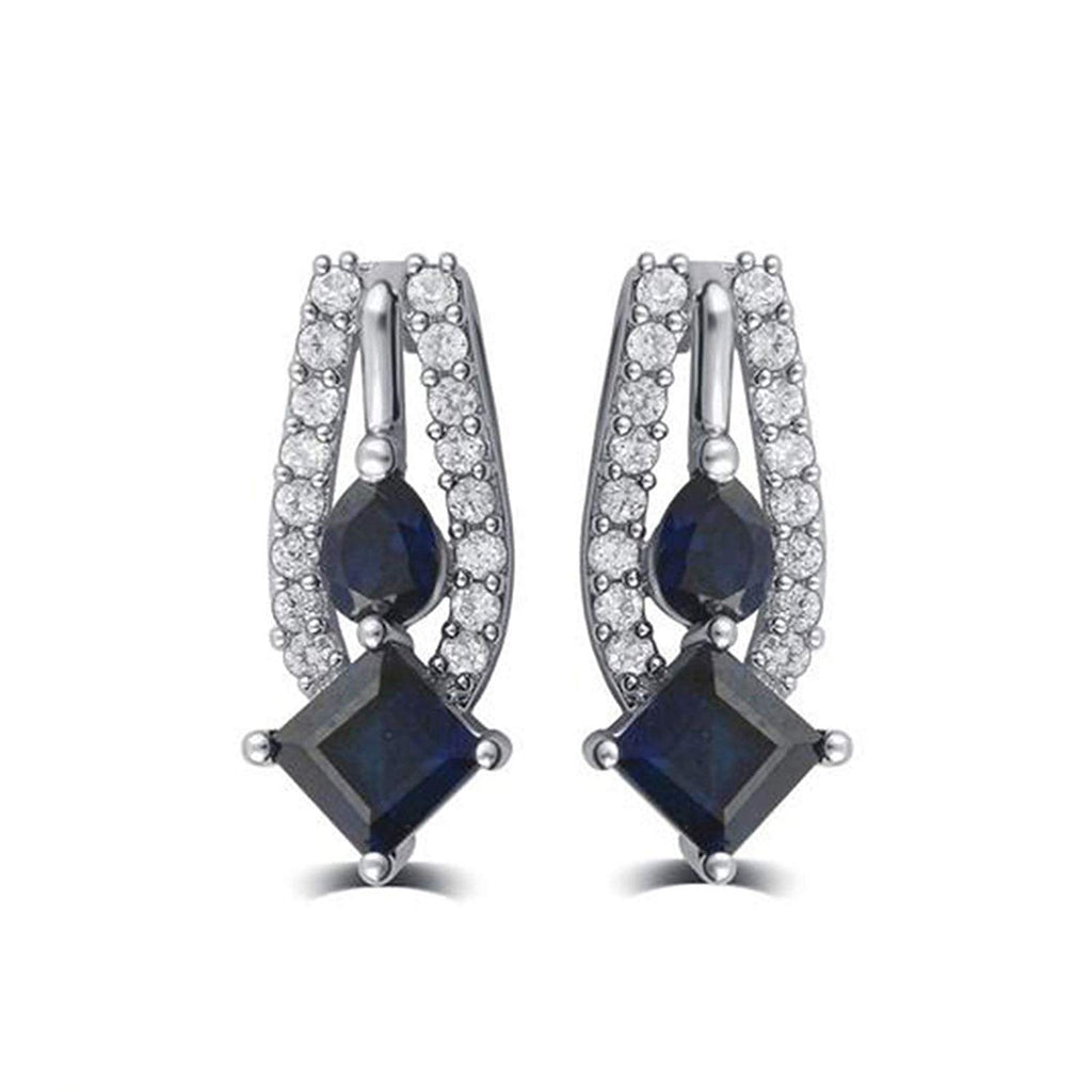 atjewels Blue Sapphire & White CZ .925 Sterling Earrings/Ring/Pendant Jewelry Set For Women's/Girl's - atjewels.in