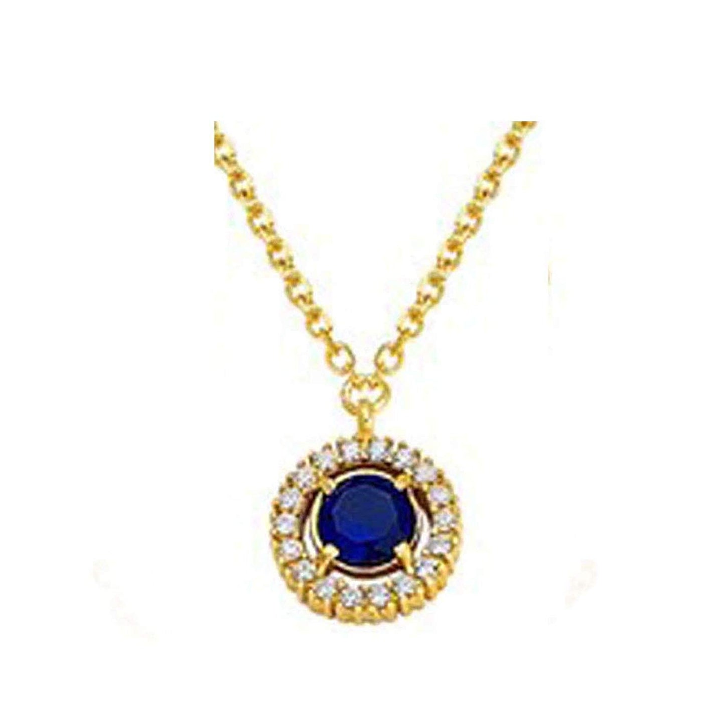atjewels Round Cut Blue Sapphire & White CZ 14k Yellow Gold Over .925 Sterling Silver Earrings, Ring & Pendant Engagment Jewelry Set For Women's/Girl's For Ganesh Chaturthi Special - atjewels.in