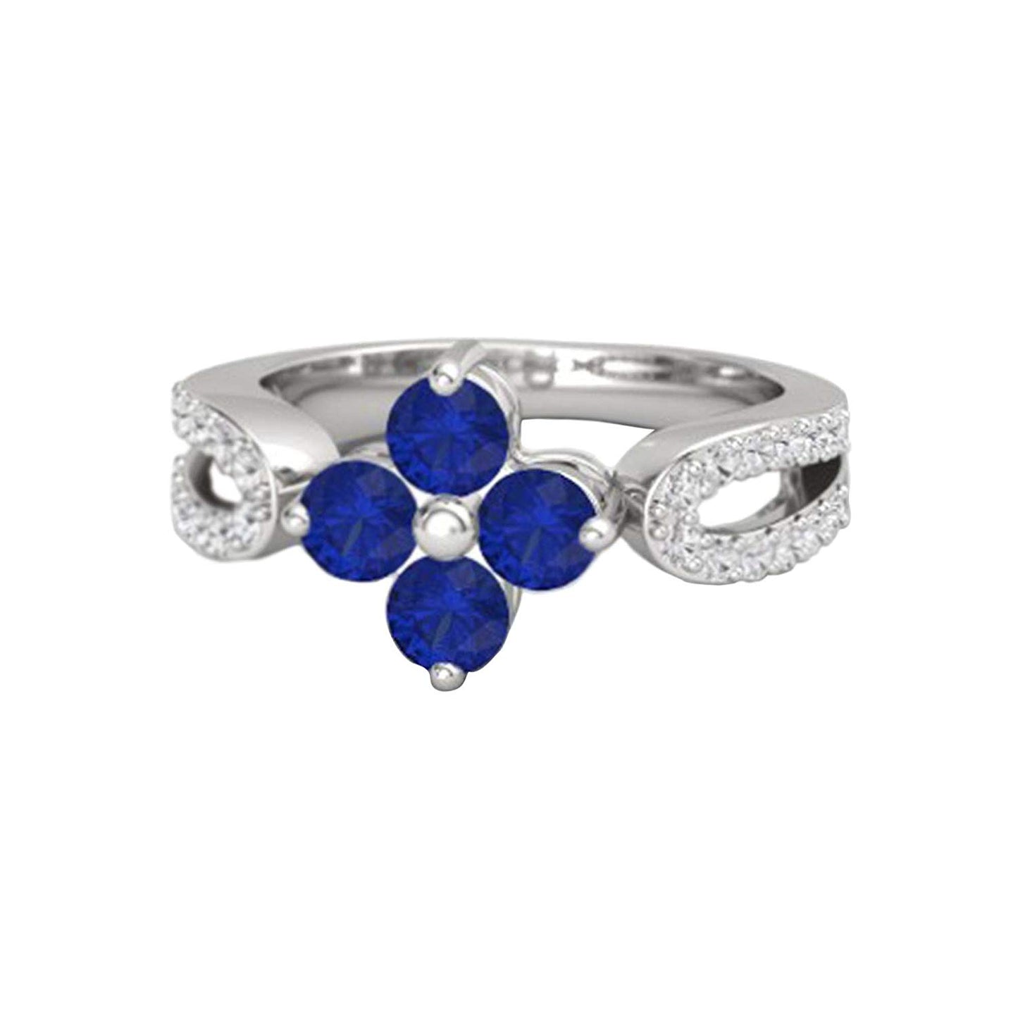 atjewels Round Cut Gemstone & White CZ .925 Sterling Silver Engagement Flower Ring For Girl's and Women's For Diwali Special - atjewels.in