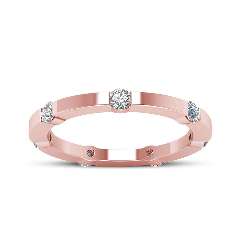 atjewels 18K Rose Gold Over 925 Sterling Silver Round White CZ Eternity Band Ring MOTHER'S DAY SPECIAL OFFER - atjewels.in