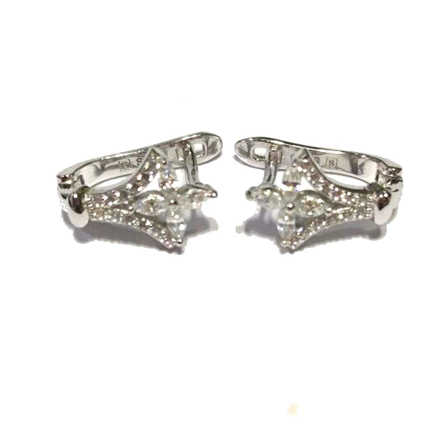 atjewels Round Cut White CZ 925 Sterling Silver Fancy Flower Hoop Earrings For Girl's and Women's For MOTHER'S DAY SPECIAL OFFER - atjewels.in